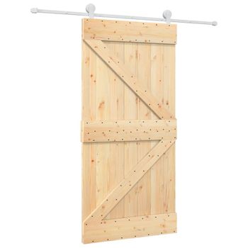 Puerta Corredera Con Herrajes Madera Maciza De Pino 100x210 Cm Vidaxl