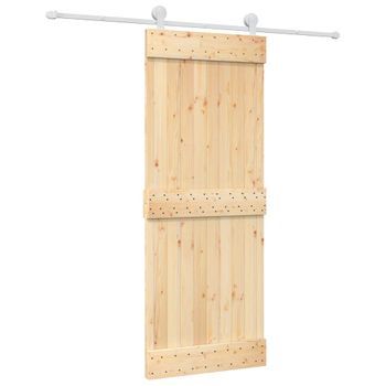 Puerta Corredera Con Herrajes Madera Maciza De Pino 80x210 Cm Vidaxl