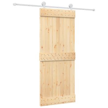 Puerta Corredera Con Herrajes Madera Maciza De Pino 85x210 Cm Vidaxl