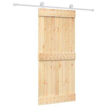 Puerta Corredera Con Herrajes Madera Maciza De Pino 90x210 Cm Vidaxl