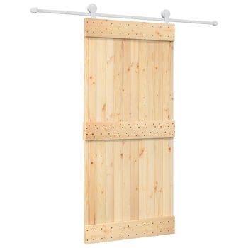 Puerta Corredera Con Herrajes Madera Maciza De Pino 95x210 Cm Vidaxl