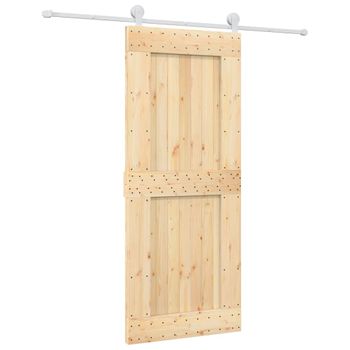 Puerta Corredera Con Herrajes Madera Maciza De Pino 85x210 Cm Vidaxl