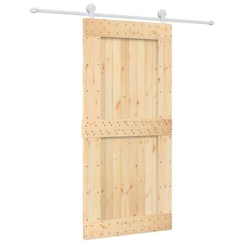 Puerta Corredera Con Herrajes Madera Maciza De Pino 95x210 Cm Vidaxl