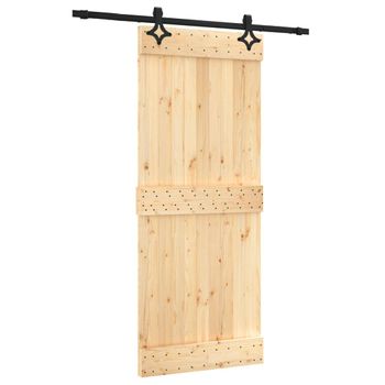 Puerta Corredera Con Herrajes Madera Maciza De Pino 85x210 Cm Vidaxl