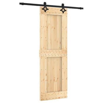 Puerta Corredera Con Herrajes Madera Maciza De Pino 70x210 Cm Vidaxl