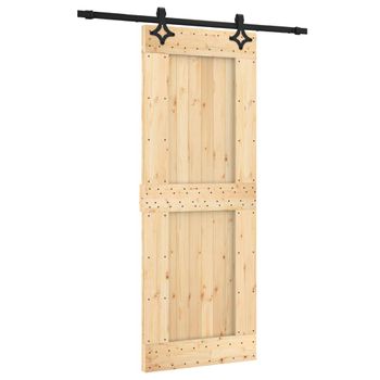 Puerta Corredera Con Herrajes Madera Maciza De Pino 80x210 Cm Vidaxl