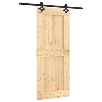 Puerta Corredera Con Herrajes Madera Maciza De Pino 85x210 Cm Vidaxl