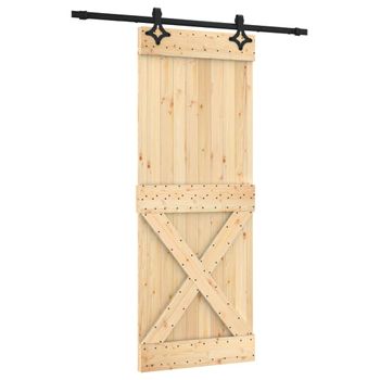 Puerta Corredera Con Herrajes Madera Maciza De Pino 80x210 Cm Vidaxl