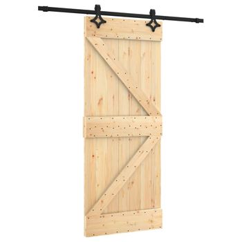 Puerta Corredera Con Herrajes Madera Maciza De Pino 85x210 Cm Vidaxl