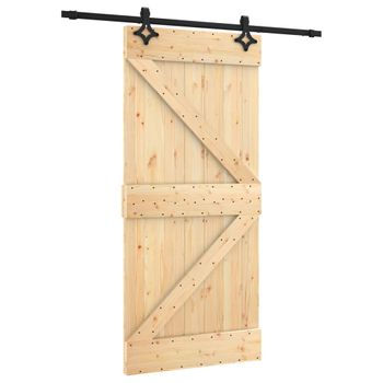 Puerta Corredera Con Herrajes Madera Maciza De Pino 95x210 Cm Vidaxl