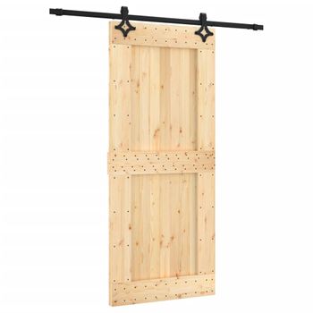 Puerta Corredera Con Herrajes Madera Maciza De Pino 90x210 Cm Vidaxl