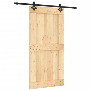 Puerta Corredera Con Herrajes Madera Maciza De Pino 100x210 Cm Vidaxl