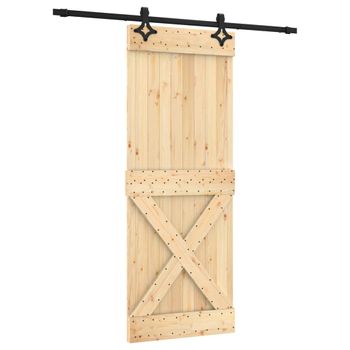 Puerta Corredera Con Herrajes Madera Maciza De Pino 80x210 Cm Vidaxl