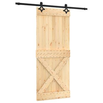 Puerta Corredera Con Herrajes Madera Maciza De Pino 85x210 Cm Vidaxl