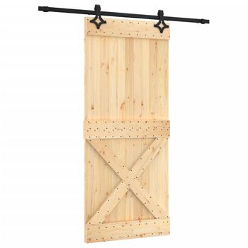 Puerta Corredera Con Herrajes Madera Maciza De Pino 90x210 Cm Vidaxl