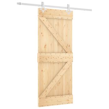 Puerta Corredera Con Herrajes Madera Maciza De Pino 85x210 Cm Vidaxl