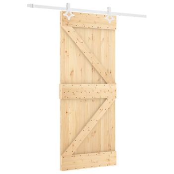 Puerta Corredera Con Herrajes Madera Maciza De Pino 80x210 Cm Vidaxl