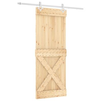 Puerta Corredera Con Herrajes Madera Maciza De Pino 80x210 Cm Vidaxl