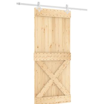 Puerta Corredera Con Herrajes Madera Maciza De Pino 90x210 Cm Vidaxl