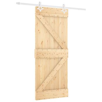 Puerta Corredera Con Herrajes Madera Maciza De Pino 80x210 Cm Vidaxl