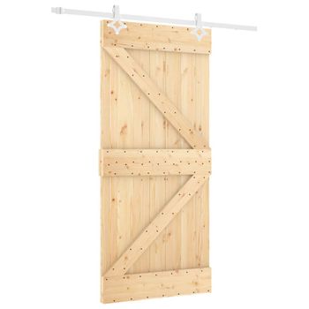 Puerta Corredera Con Herrajes Madera Maciza De Pino 90x210 Cm Vidaxl