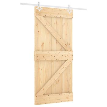 Puerta Corredera Con Herrajes Madera Maciza De Pino 100x210 Cm Vidaxl