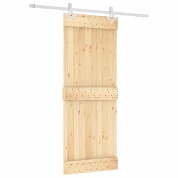 Puerta Corredera Con Herrajes Madera Maciza De Pino 80x210 Cm Vidaxl