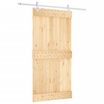 Puerta Corredera Con Herrajes Madera Maciza De Pino 100x210 Cm Vidaxl