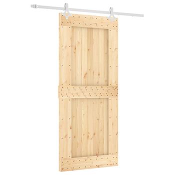 Puerta Corredera Con Herrajes Madera Maciza De Pino 90x210 Cm Vidaxl