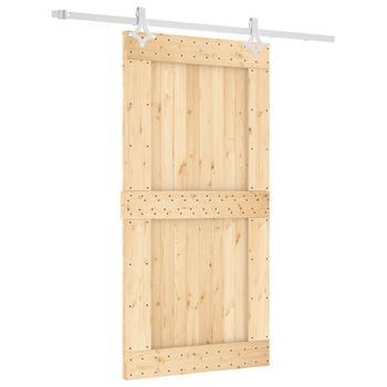 Puerta Corredera Con Herrajes Madera Maciza De Pino 100x210 Cm Vidaxl