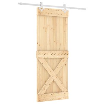 Puerta Corredera Con Herrajes Madera Maciza De Pino 80x210 Cm Vidaxl