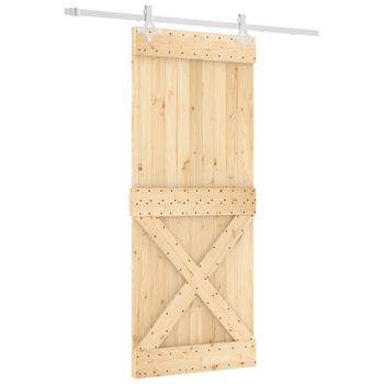 Puerta Corredera Con Herrajes Madera Maciza De Pino 85x210 Cm Vidaxl