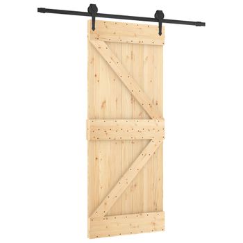 Puerta Corredera Con Herrajes Madera Maciza De Pino 85x210 Cm Vidaxl