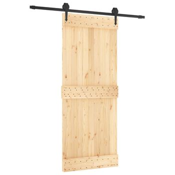 Puerta Corredera Con Herrajes Madera Maciza De Pino 85x210 Cm Vidaxl