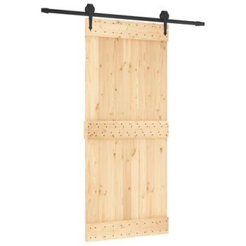 Puerta Corredera Con Herrajes Madera Maciza De Pino 90x210 Cm Vidaxl