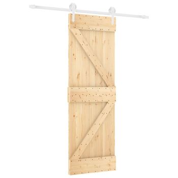 Puerta Corredera Con Herrajes Madera Maciza De Pino 70x210 Cm Vidaxl