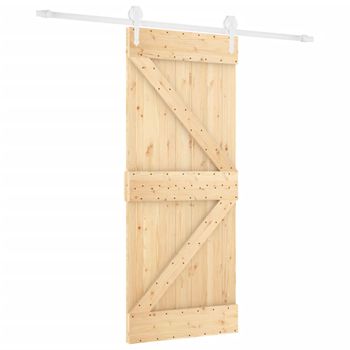 Puerta Corredera Con Herrajes Madera Maciza De Pino 80x210 Cm Vidaxl