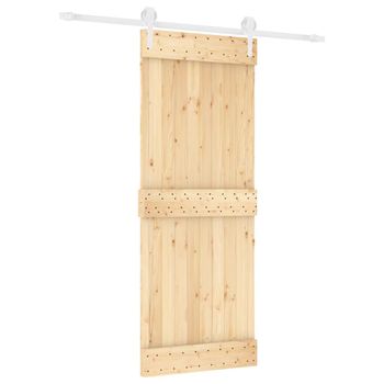 Puerta Corredera Con Herrajes Madera Maciza De Pino 80x210 Cm Vidaxl