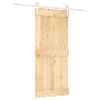 Puerta Corredera Con Herrajes Madera Maciza De Pino 90x210 Cm Vidaxl