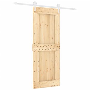 Puerta Corredera Con Herrajes Madera Maciza De Pino 80x210 Cm Vidaxl