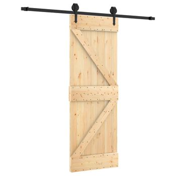 Puerta Corredera Con Herrajes Madera Maciza De Pino 70x210 Cm Vidaxl