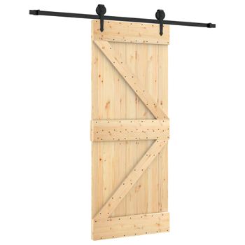 Puerta Corredera Con Herrajes Madera Maciza De Pino 85x210 Cm Vidaxl