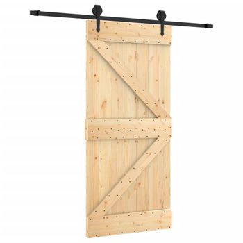 Puerta Corredera Con Herrajes Madera Maciza De Pino 95x210 Cm Vidaxl