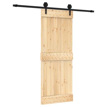 Puerta Corredera Con Herrajes Madera Maciza De Pino 80x210 Cm Vidaxl