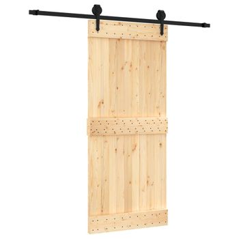 Puerta Corredera Con Herrajes Madera Maciza De Pino 90x210 Cm Vidaxl