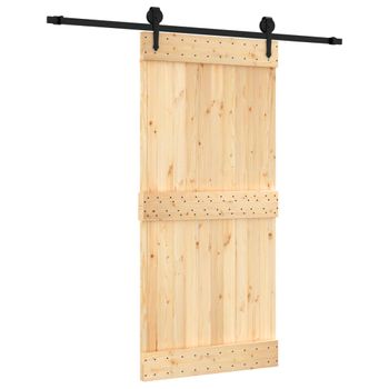 Puerta Corredera Con Herrajes Madera Maciza De Pino 95x210 Cm Vidaxl