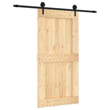 Puerta Corredera Con Herrajes Madera Maciza De Pino 100x210 Cm Vidaxl