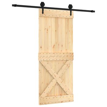 Puerta Corredera Con Herrajes Madera Maciza De Pino 85x210 Cm Vidaxl