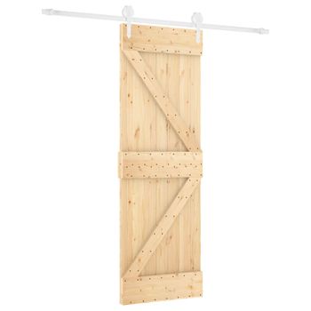 Puerta Corredera Con Herrajes Madera Maciza De Pino 70x210 Cm Vidaxl