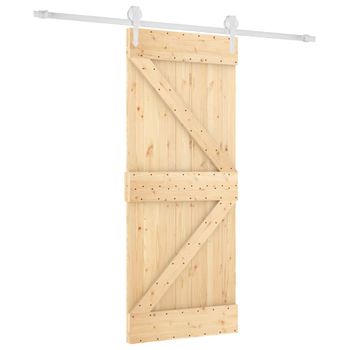 Puerta Corredera Con Herrajes Madera Maciza De Pino 85x210 Cm Vidaxl